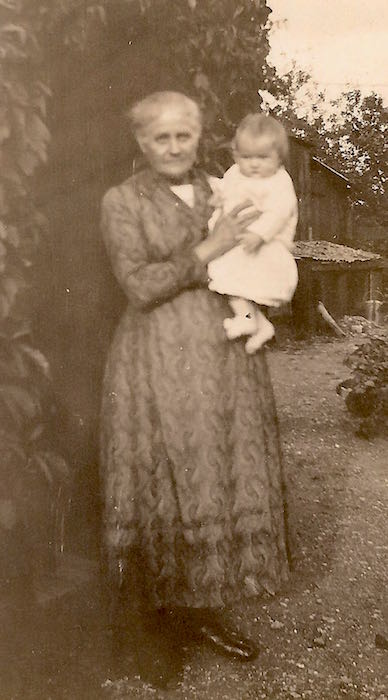 Mary Ann Moden (née Cross) holding one of her granddaughters, c.1931.