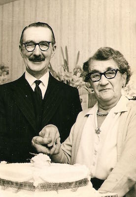 Mary Ann Moden with husband Jonathan Adair Tingey on their Golden Wedding Anniversary, 1967. Photo: Andrew Martin